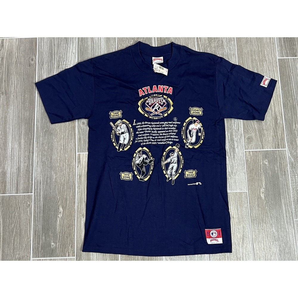 NWT Atlanta Braves Nutmeg MLB Single Stitch Large Blue Deadstock History Single